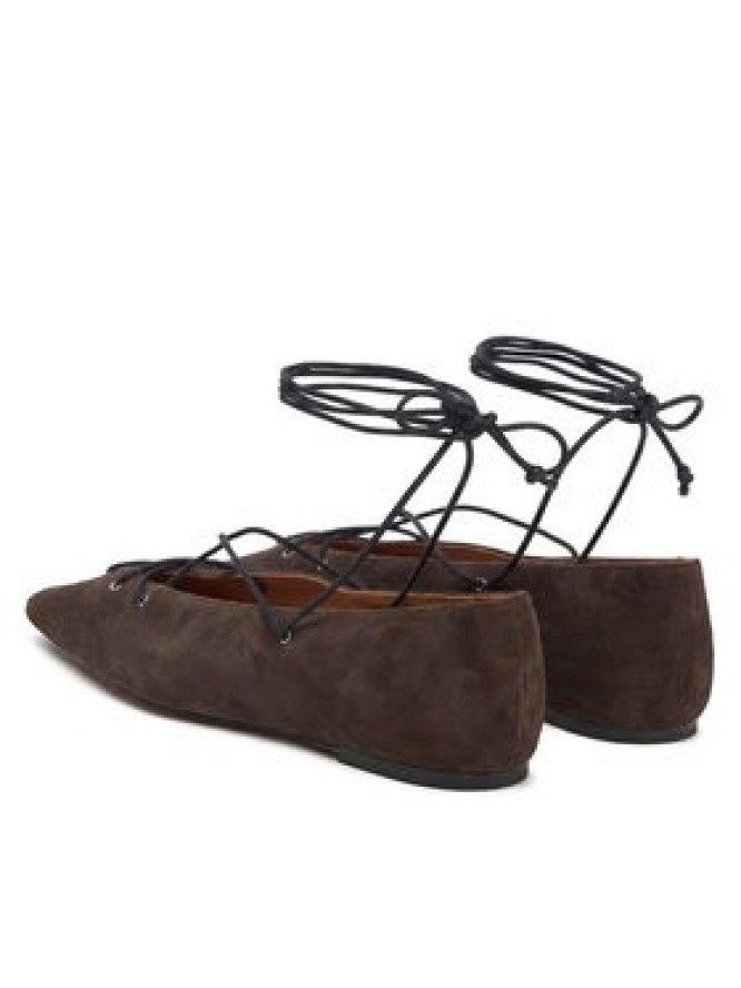 LAUREN RALPH LAUREN Baleriny Suede Lace-Up Pointed Ballet Flat 818P15775001 Brązowy