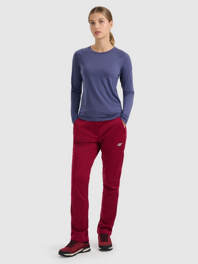 4F Longsleeve trekkingowy szybkoschnący z wełną merino damski - granatowy S