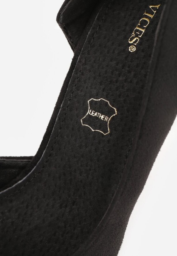 Czarne Szpilki Vices z Wkładką ze Skóry Naturalnej Ozdobione Wycięciem Oliritia