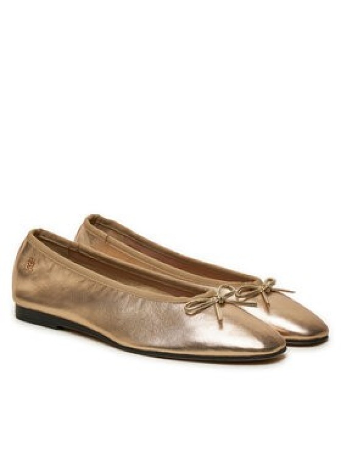 Tommy Hilfiger Baleriny Ballerina Soft Leather Metallic FW0FW08452 Złoty