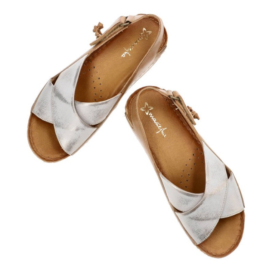 Brązowe Sandały Maciejka Damskie Skórzane Buty