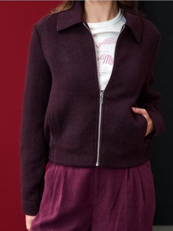 Kurtka bomberka z kołnierzykiem - bordowy