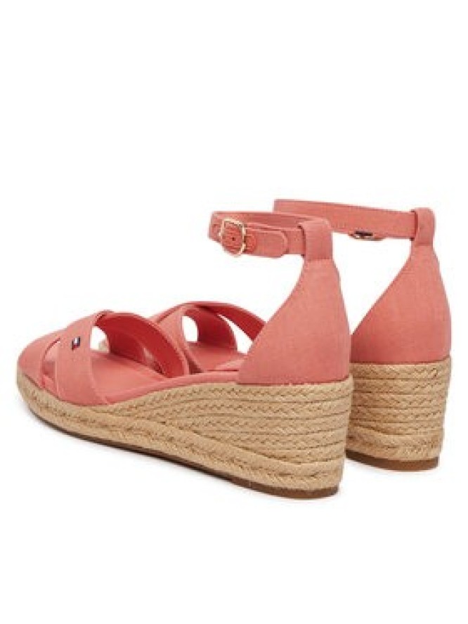 Tommy Hilfiger Espadryle Hemp Crossover Strap Wedge Espadrilles FW0FW09332 Różowy
