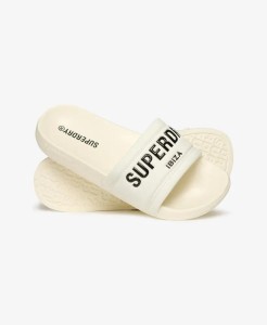 superdry City Luxe Pool Sliders klapki z wyściełanym paskiem – OFF WHITE