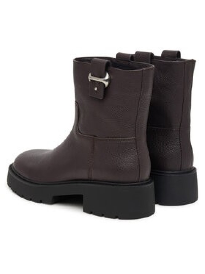Calvin Klein Botki Chunky Ankle Boot Lth Hdw HW0HW03202 Brązowy ciemny