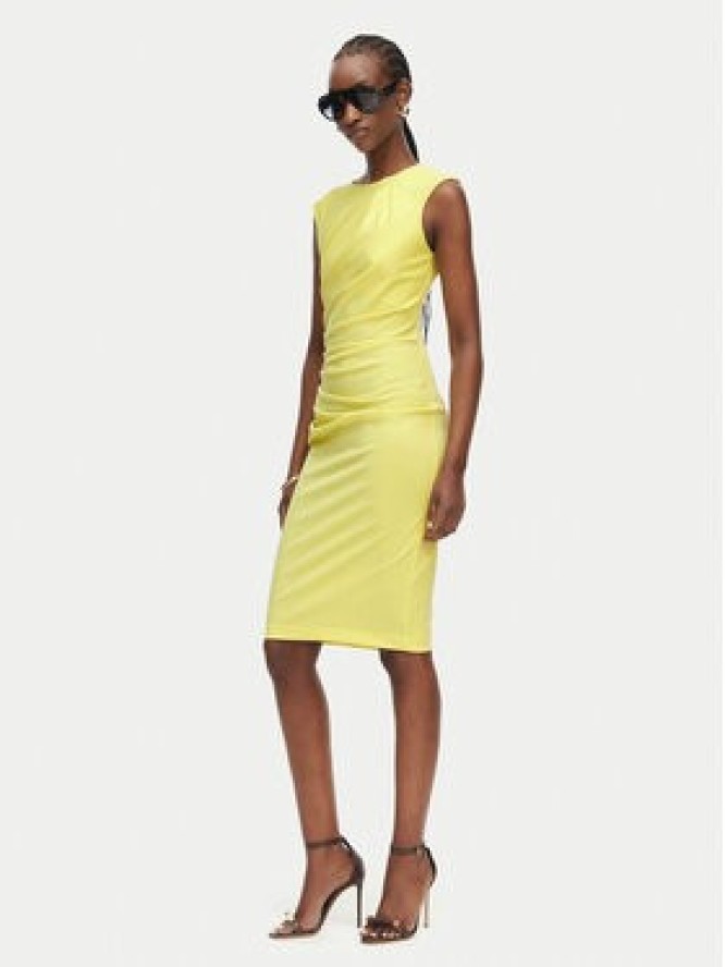 Rinascimento Sukienka koktajlowa CFC0127683003 Żółty jasny Slim Fit