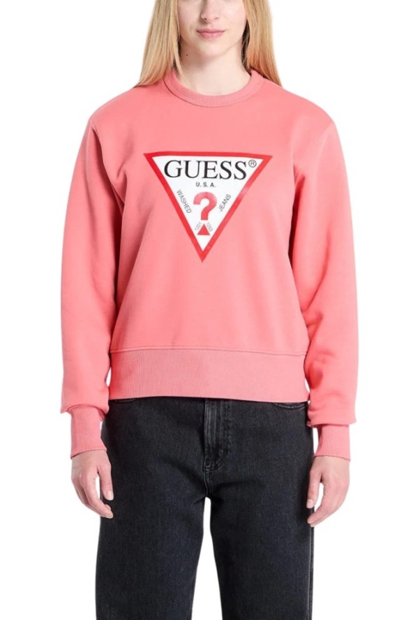 GUESS Różowa bluza damska Original Fleece, Rozmiar S