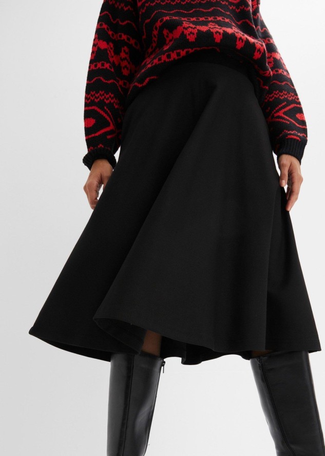 Spódnica midi z mieszanki wiskozy, dł. za kolano