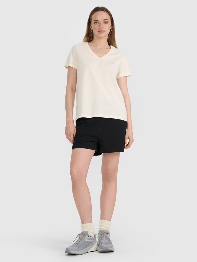 4F T-shirt oversize gładki damski - biały S