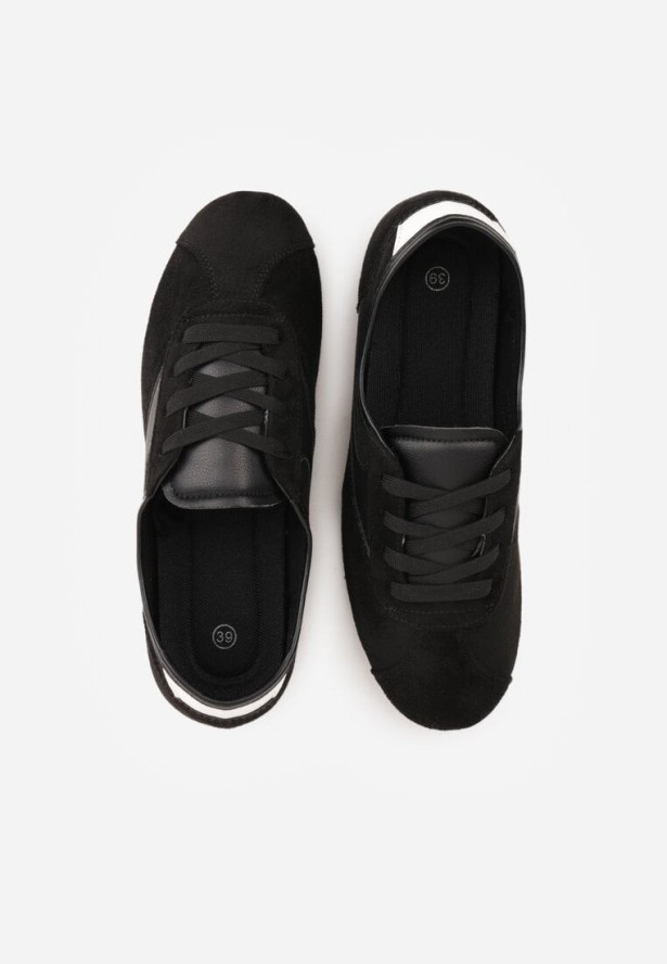 Czarne Sneakersy Kultowe Tenisówki Y2K z Imitacji Zamszu Nerialle