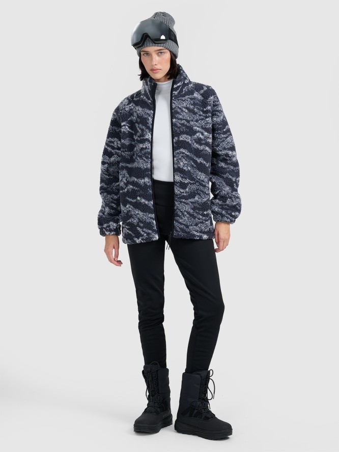 4F Polar sherpa oversize ze stójką uniseks - granatowy L