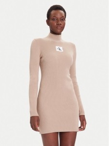 Calvin Klein Jeans Sukienka codzienna LV047D308G Beżowy Slim Fit