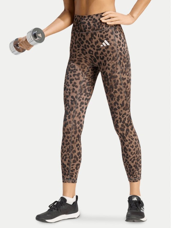 adidas Legginsy Optime Essentials 3-Stripes KZ2520 Brązowy Slim Fit