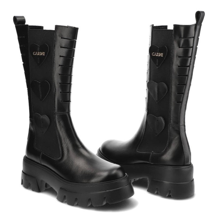 Czarne Kozaki Carinii Modne Wygodne Buty Damskie