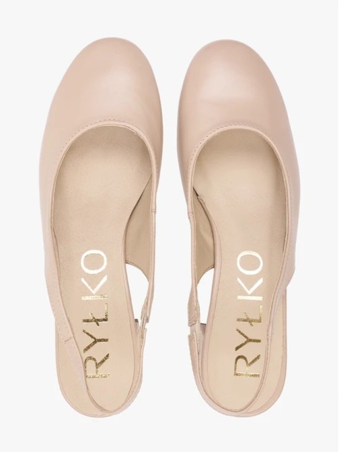 Beżowe czółenka slingback bez pięty