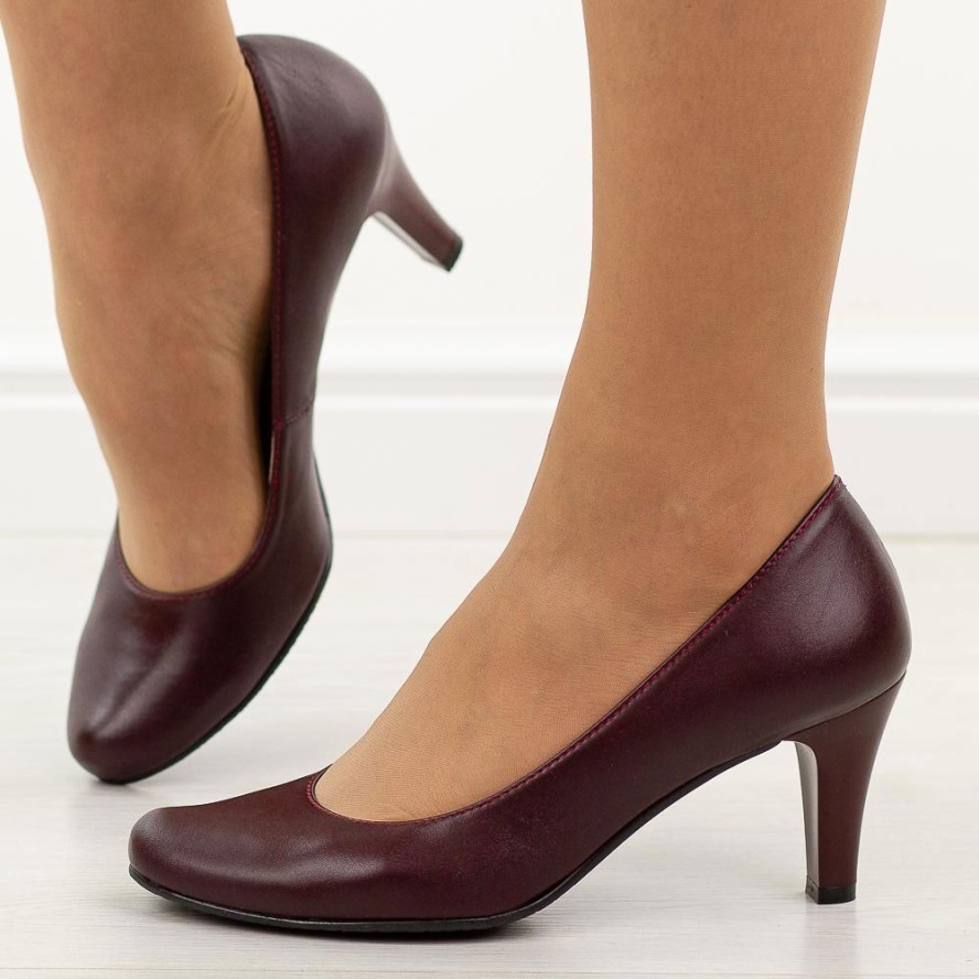 Bordowe Polskie czółenka damskie Gregors 465