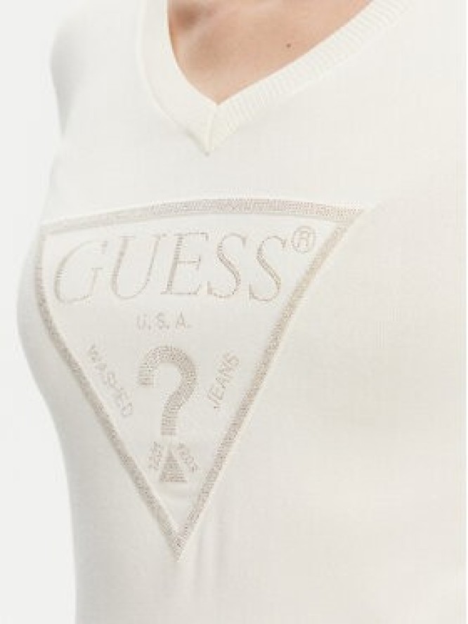 Guess Sweter W5GR19 Z2NQ2 Écru Regular Fit