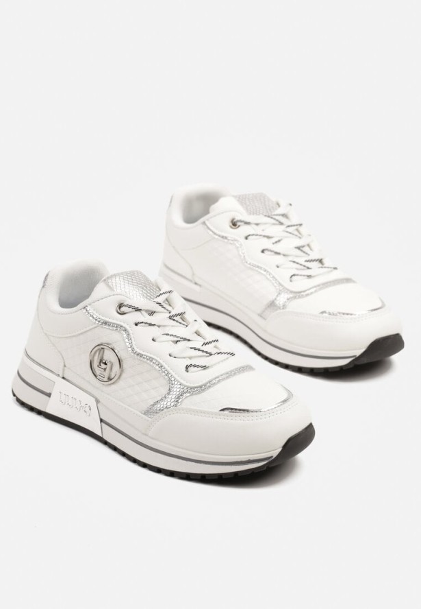 Białe Sneakersy Ozdobione Metaliczną Aplikacją Zolamira