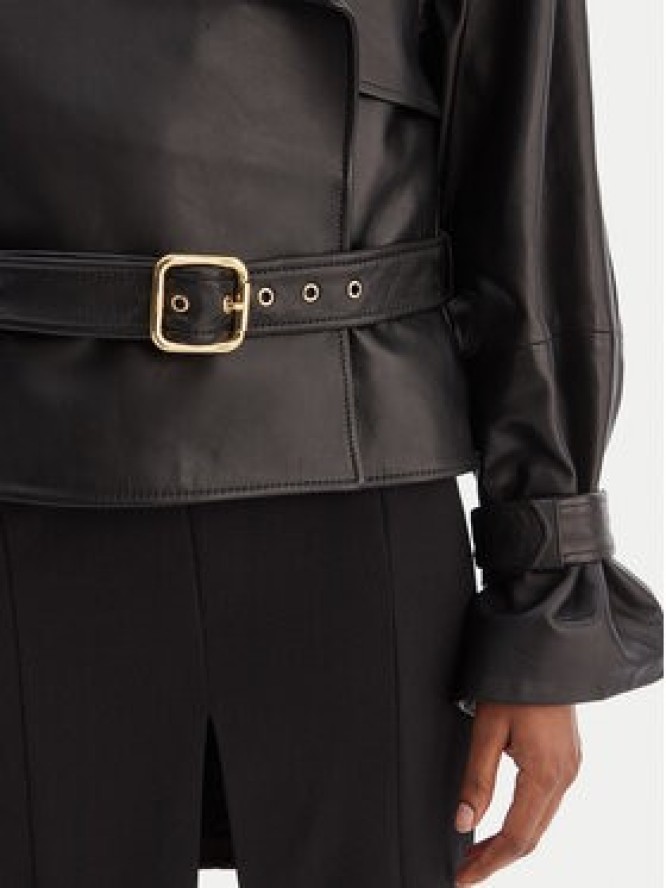 HUGO Kurtka skórzana Lanitte 50560068 Czarny Relaxed Fit