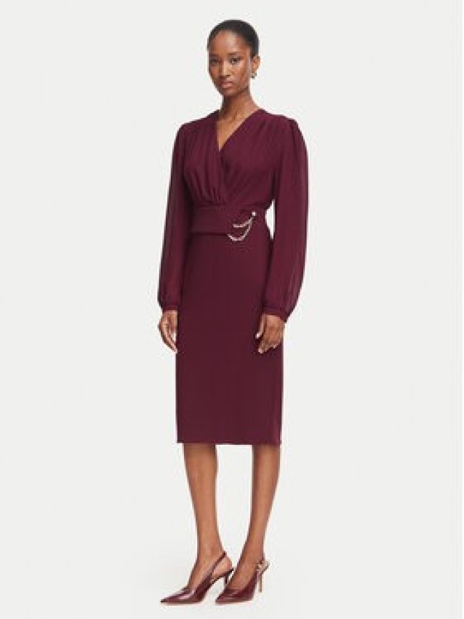 Rinascimento Sukienka koktajlowa CFC0130446003 Bordowy Slim Fit