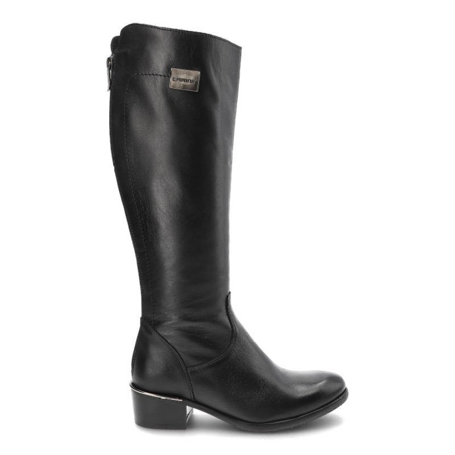 Czarne Kozaki Carinii Ocieplane Buty Damskie