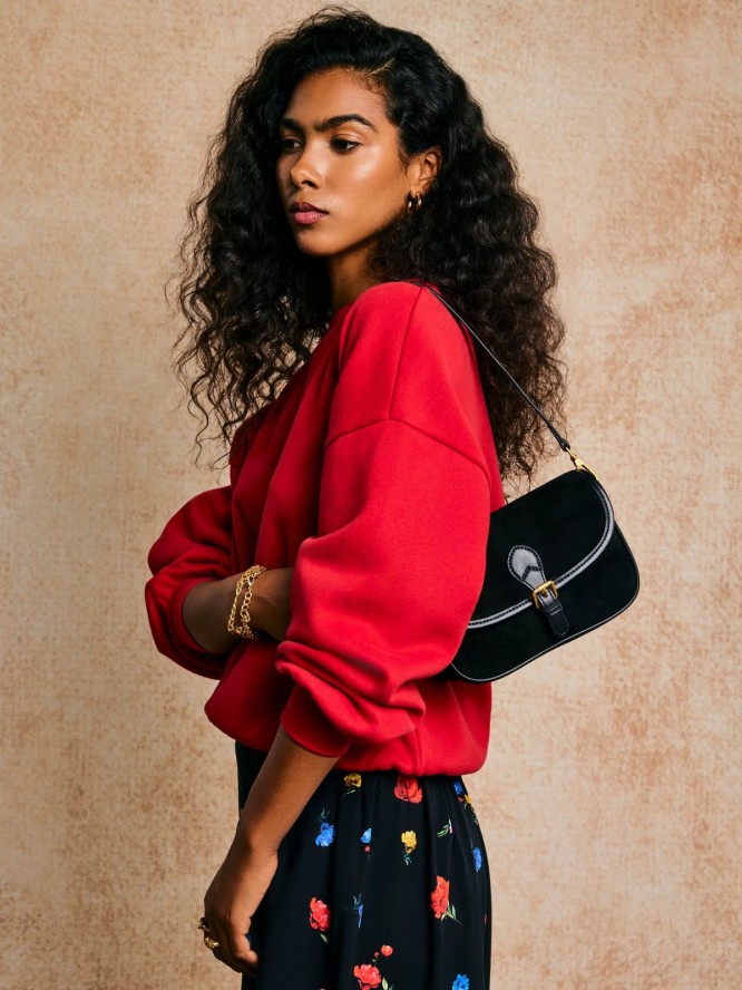 Torebka damska skórzana na ramię czarna Monique 906