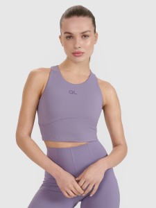 4F Crop top treningowy z wycięciem na plecach 4F x Anna Lewandowska - fioletowy L