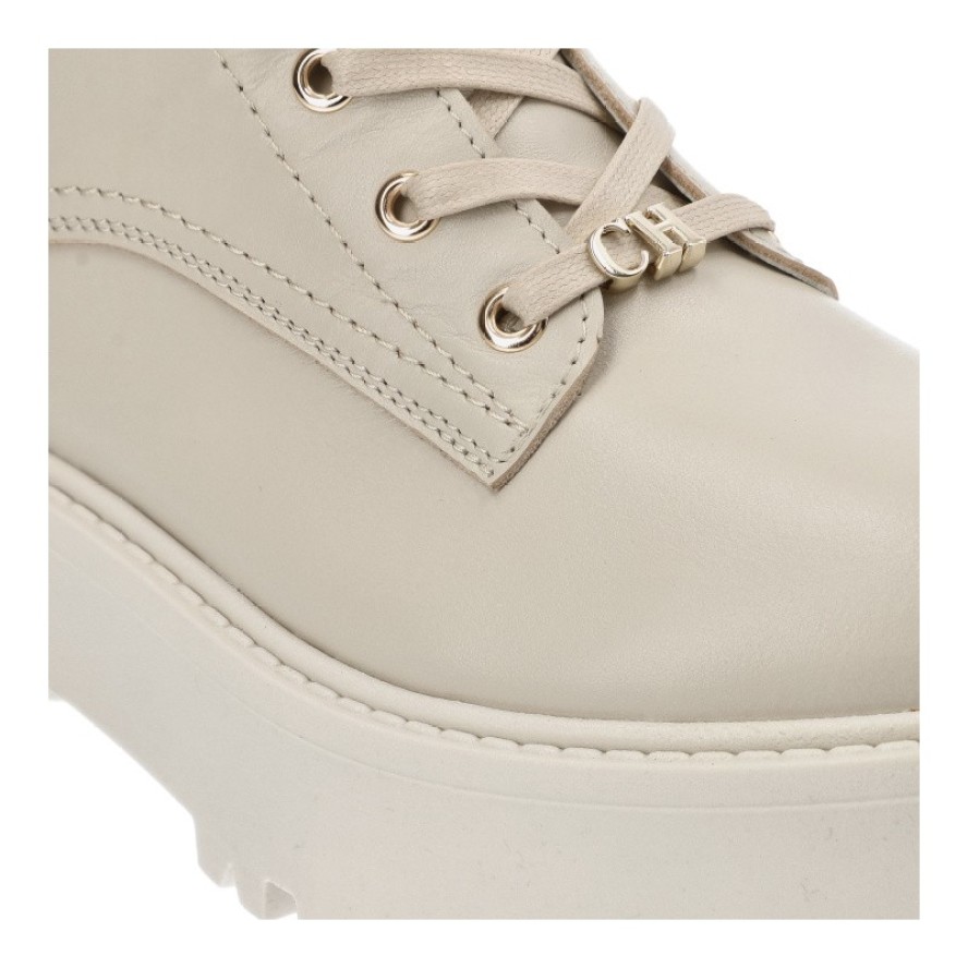 Beżowe Botki Chebello Obuwie Damskie Ze Skóry Naturalnej