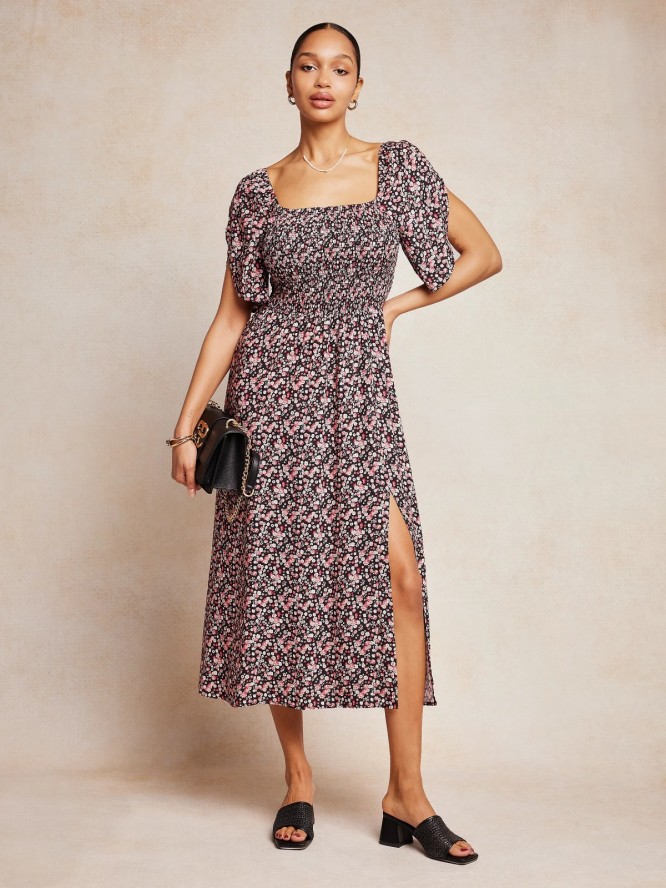 Sukienka damska midi z wiskozy z motywem kwiatowym Bler 000