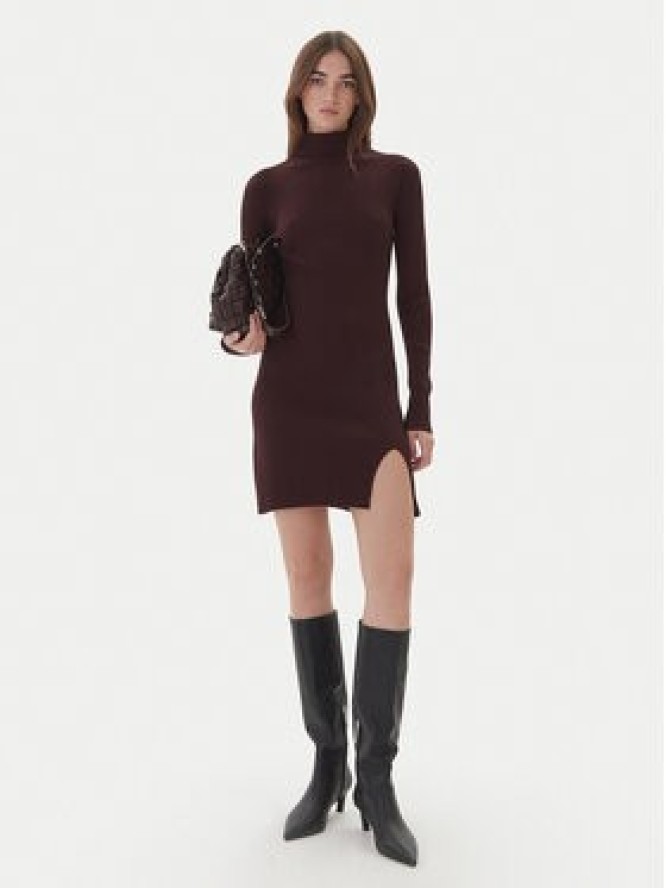 Kontatto Sukienka dzianinowa 3M0827C Brązowy Slim Fit