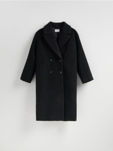 Dwurzędowy płaszcz oversize - czarny
