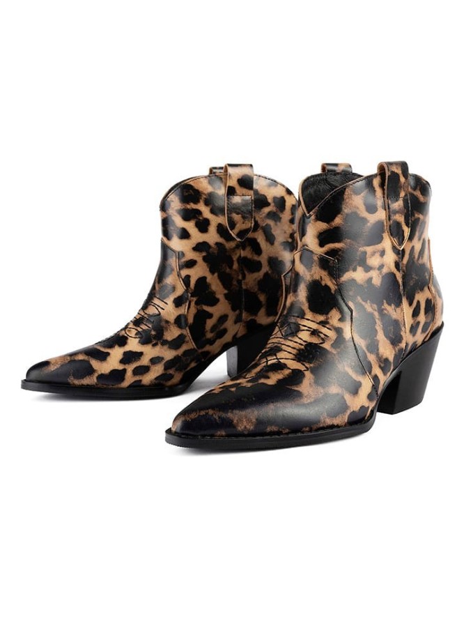 loft37 Skórzane botki w kolorze jasnobrązowo-czarnym rozmiar: 36