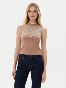 Guess Sweter W3YR26 Z37K0 Brązowy Regular Fit