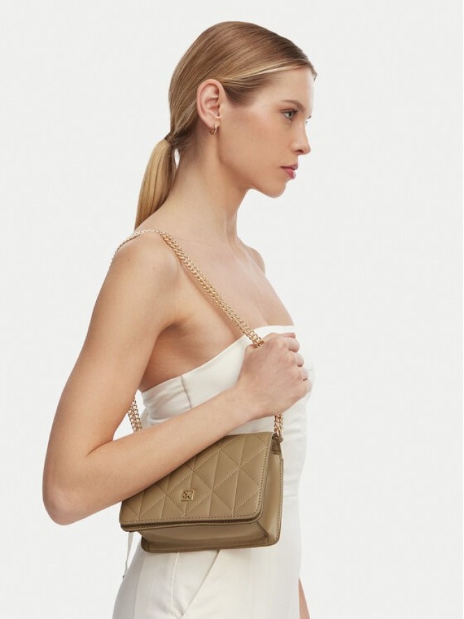 Calvin Klein Torebka Quilted Mini Chain Bag LV04F3321G Beżowy
