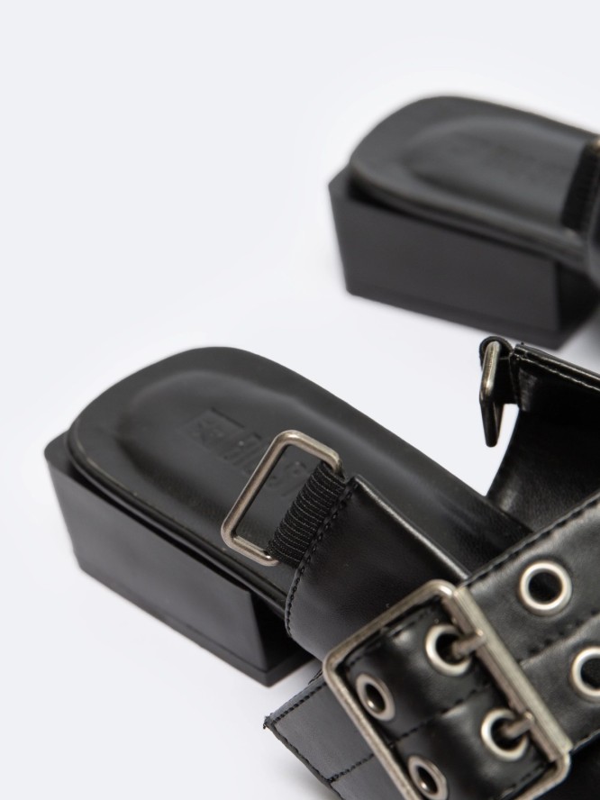 Baleriny damskie w szpic z odkrytą piętą 2w1 czarne NN274003 906