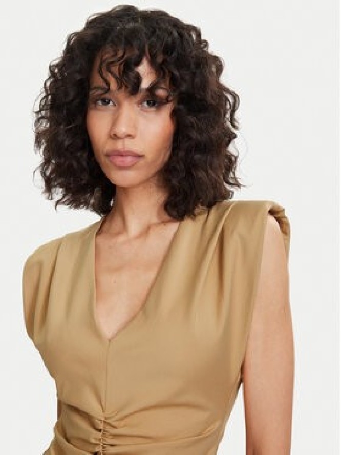 ACCESS FASHION Sukienka koktajlowa 63-3409-162 Beżowy Regular Fit