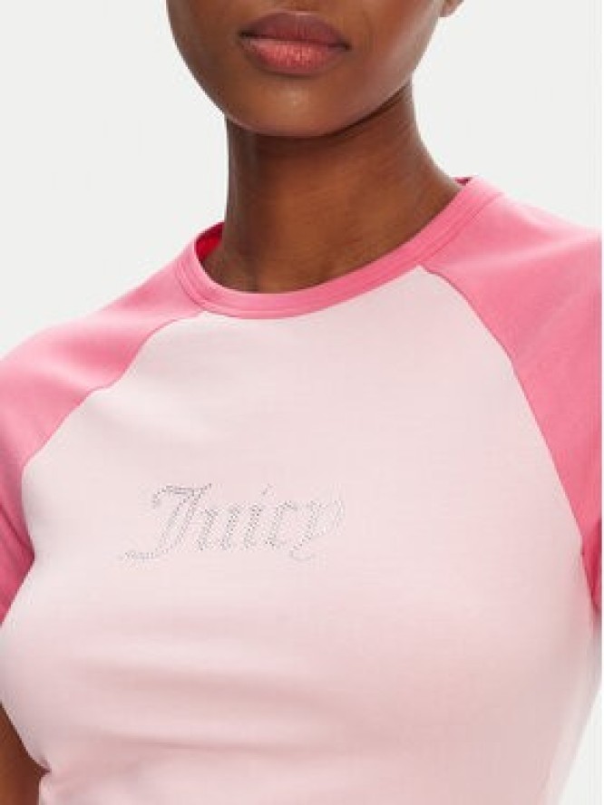 Juicy Couture T-Shirt Contrast JCWCT125307 Różowy Slim Fit