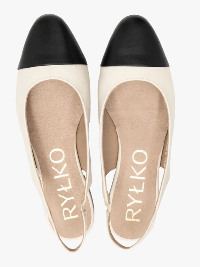 Kremowo czarne baleriny typu slingback