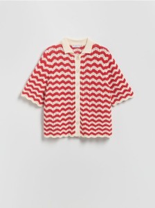 Ażurowy kardigan z kołnierzykiem - wielobarwny