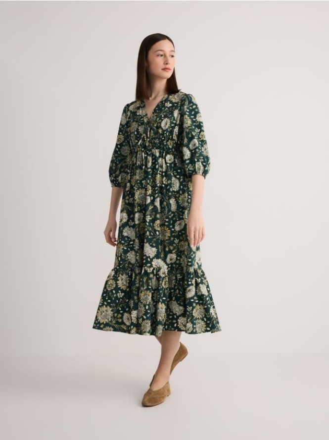 Wzorzysta sukienka z bawełny - wielobarwny