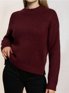 Sweter basic - bordowy