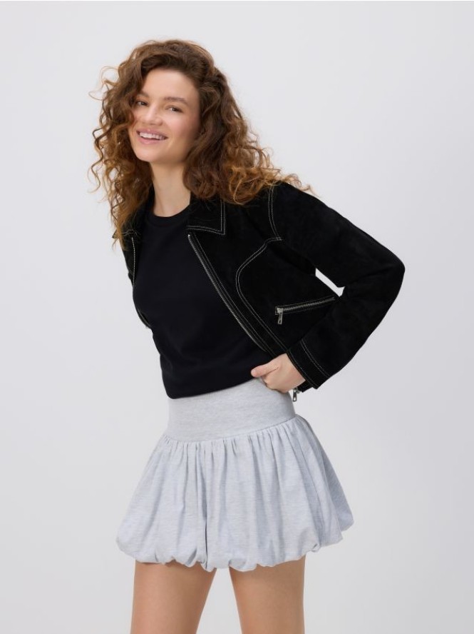 Spódnica mini typu bombka - jasnoszary