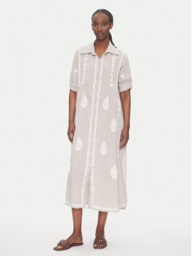 Selmark Sukienka letnia BC196 Beżowy Relaxed Fit