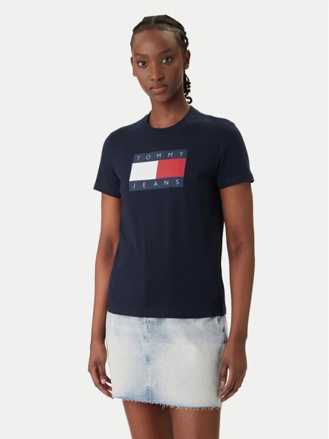 Tommy Jeans T-Shirt Flag DW0DW22562 Granatowy Regular Fit