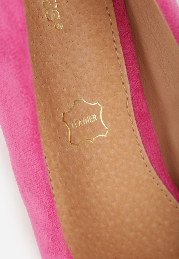 Fuksjowe Casualowe Czółenka na Słupku Vices z Wkładką ze Skóry Naturalnej Maidra
