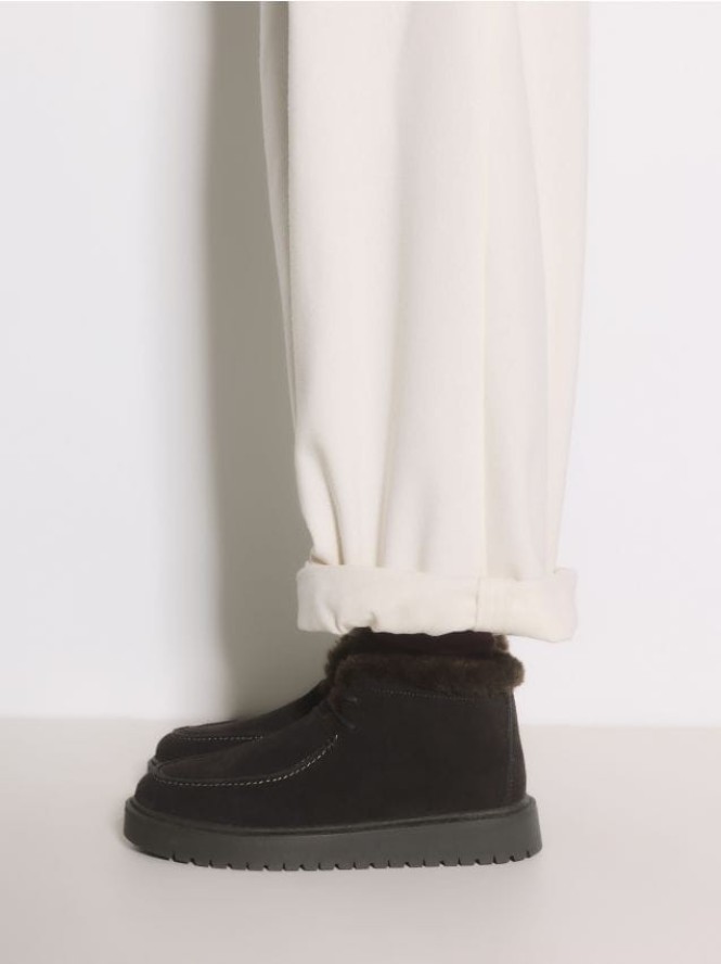 Zamszowe śniegowce - ciemnobrązowy