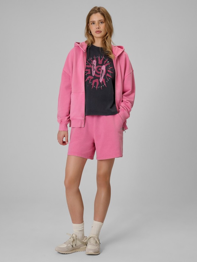 4F T-shirt loose z nadrukiem damski - czarny L