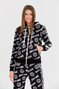 JUST CAVALLI Czarna damska bluza Logo Tigre, Rozmiar M
