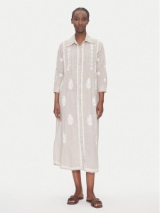 Selmark Sukienka letnia BC196 Beżowy Relaxed Fit