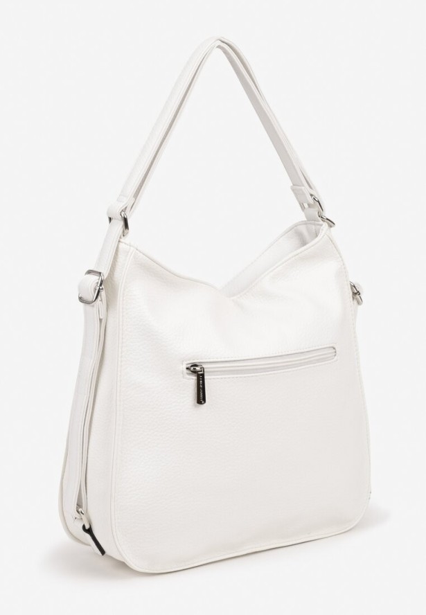 Biała Torebka na Ramię z Frędzlami i Suwakami Rivkio